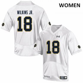 Sale - White Joe Wilkins Jr. #18 UND Fighting Irish Game Women Official High School Football Jersey